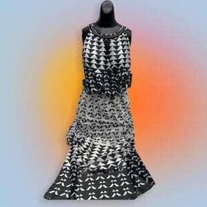 TRIBAL FEMME Women’s Small Black / White Maxi Diamond Choker Dress